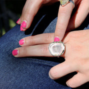 watermelon tourmaline silver gemstone ring