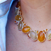 orange carnelian rutilated quartz sterling silver gemstone necklace