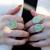 prehnite silver gemstone ring