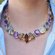 amethyst lemon quartz smoky quartz multi gemstone sterling silver necklace