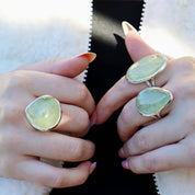 prehnite silver gemstone ring