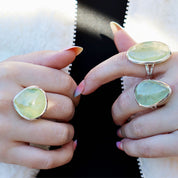 prehnite silver gemstone ring