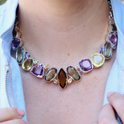 amethyst lemon quartz smoky quartz multi gemstone sterling silver necklace