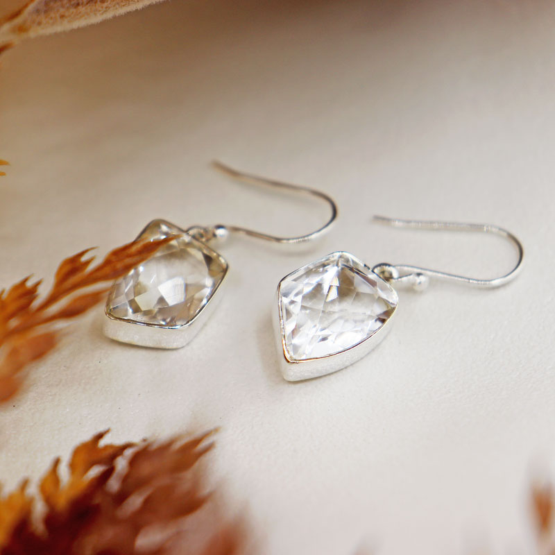 clear quartz sterling silver gemstone earrings