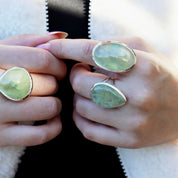 prehnite silver gemstone ring