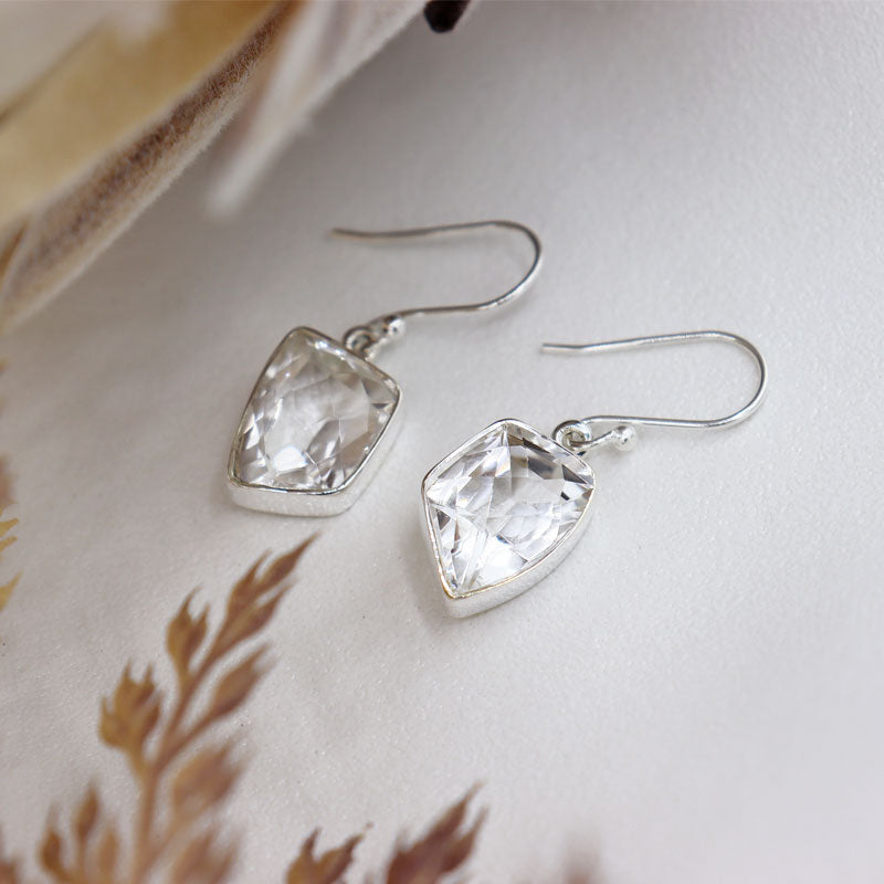 clear quartz sterling silver gemstone earrings