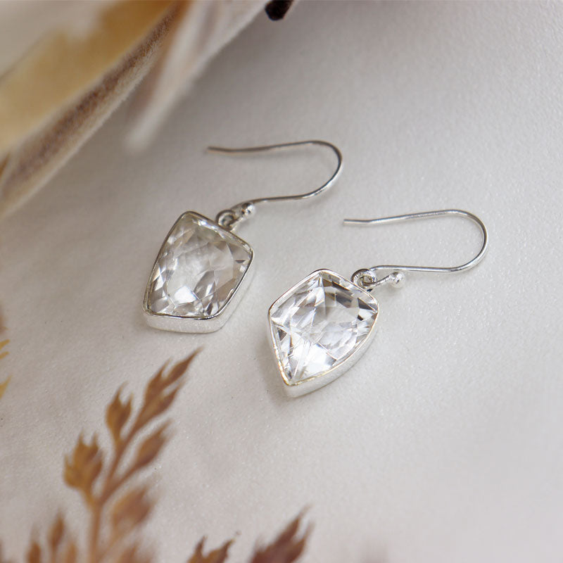 clear quartz sterling silver gemstone earrings