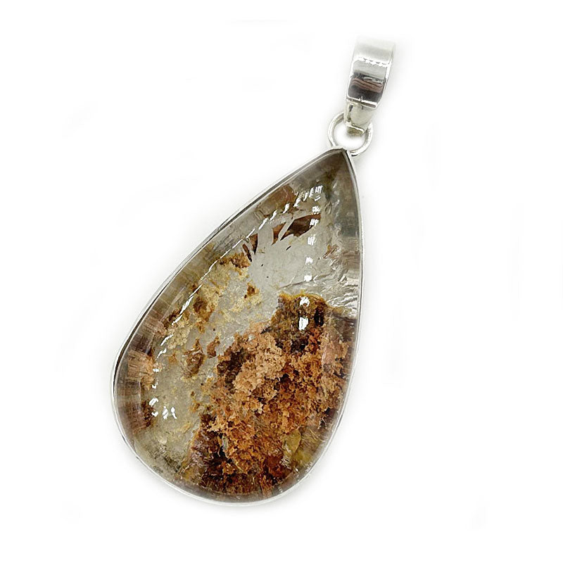 teardrop garden quartz silver gemstone pendant