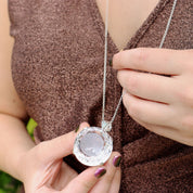 round clear quartz sterling silver gemstone pendant