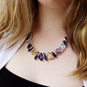 amethyst blue topaz citrine silver gemstone necklace