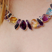 amethyst blue topaz citrine silver gemstone necklace