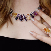 amethyst blue topaz citrine silver gemstone necklace