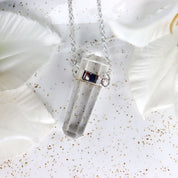 clear quartz point silver necklace