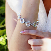 clear quartz silver oval gemstone bracelet