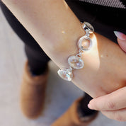 clear quartz silver oval gemstone bracelet