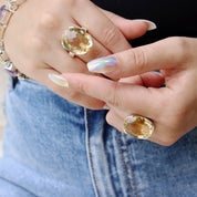 citrine oval silver gemstone ring