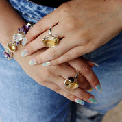 citrine oval silver gemstone ring