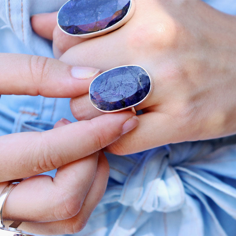 sapphire quartz sterling silver ring