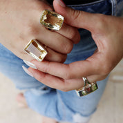 big citrine sterling silver gemstone ring