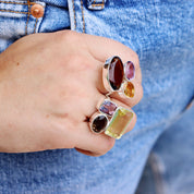 lemon quartz smoky quartz amethyst sterling silver gemstone ring