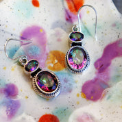 mystic topaz silver gemstone earrings