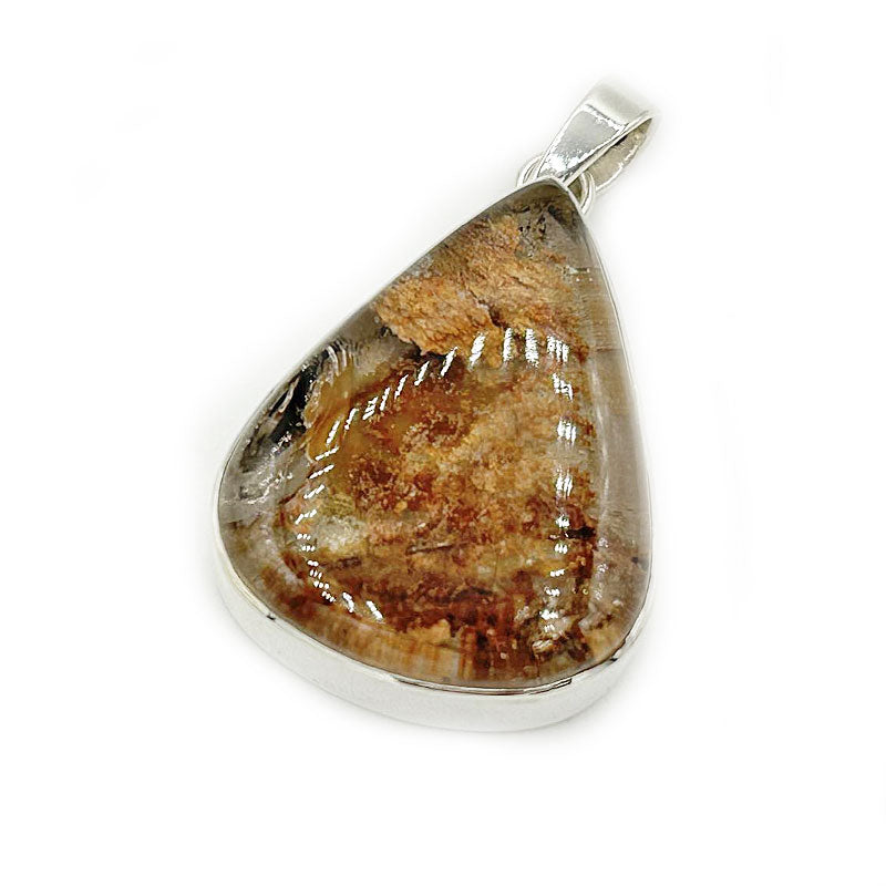 large teardrop garden quartz silver gemstone pendant