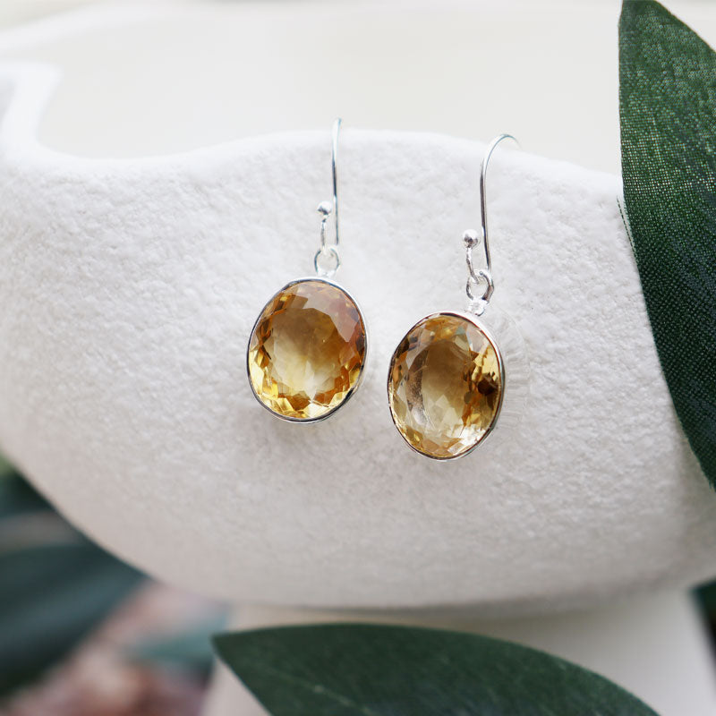 citrine silver gemstone earrings