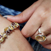 citrine oval silver gemstone ring