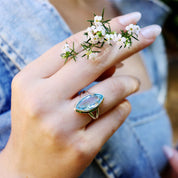 blue topaz silver gemstone ring