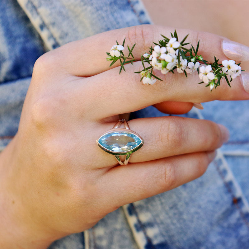 blue topaz silver gemstone ring