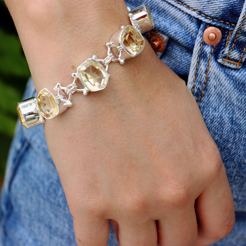 citrine sterling silver gemstone bracelet