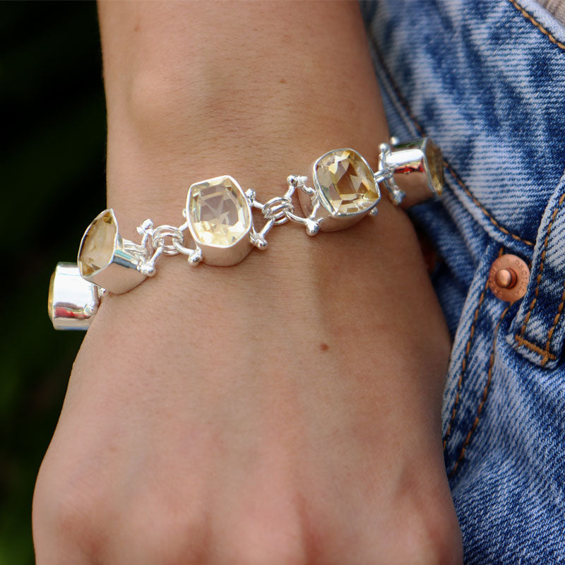 citrine sterling silver gemstone bracelet