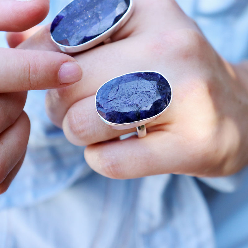 sapphire quartz sterling silver ring