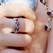 amethyst silver gemstone ring