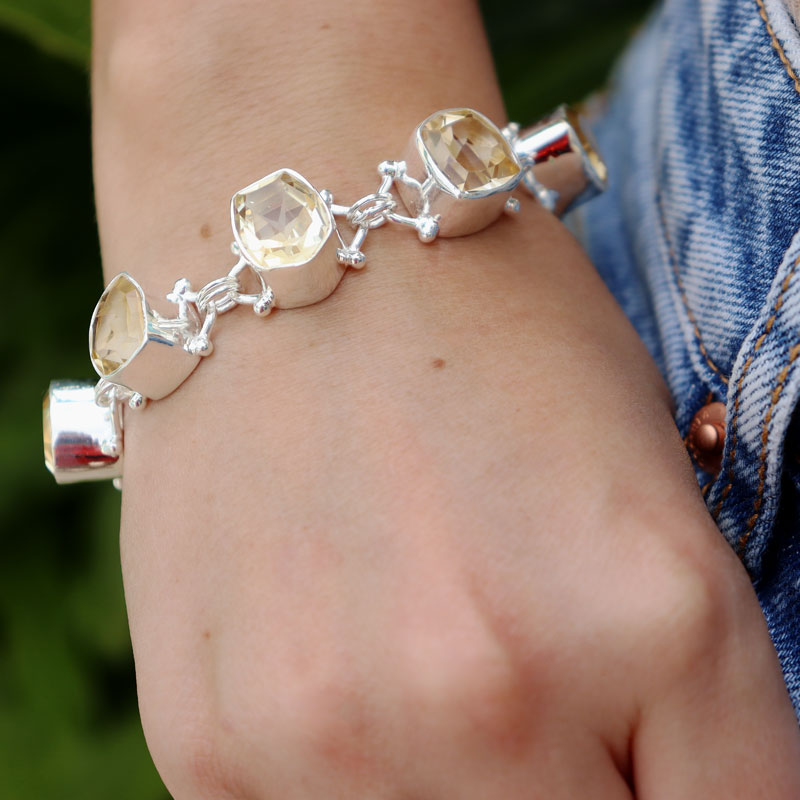 citrine sterling silver gemstone bracelet