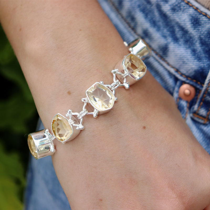 citrine sterling silver gemstone bracelet