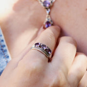 amethyst silver gemstone ring