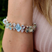 blue topaz moonstone sterling silver gemstone bracelet