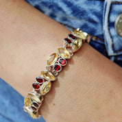 citrine garnet silver gemstone bracelet