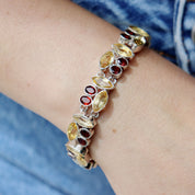 citrine garnet silver gemstone bracelet