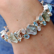 blue topaz moonstone sterling silver gemstone bracelet