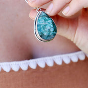 teardrop emerald quartz sterling silver gemstone pendant