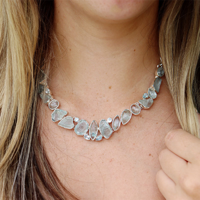 aquamarine sterling silver necklace