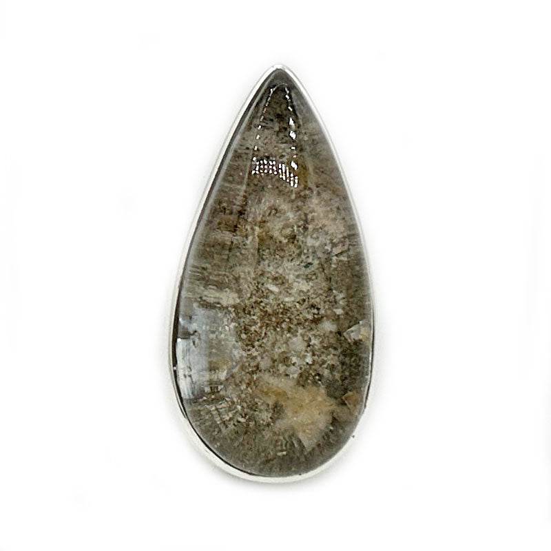 large teardrop garden quartz silver gemstone ring