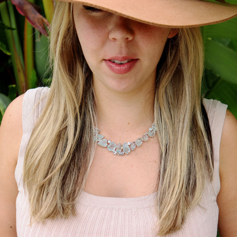 aquamarine sterling silver necklace