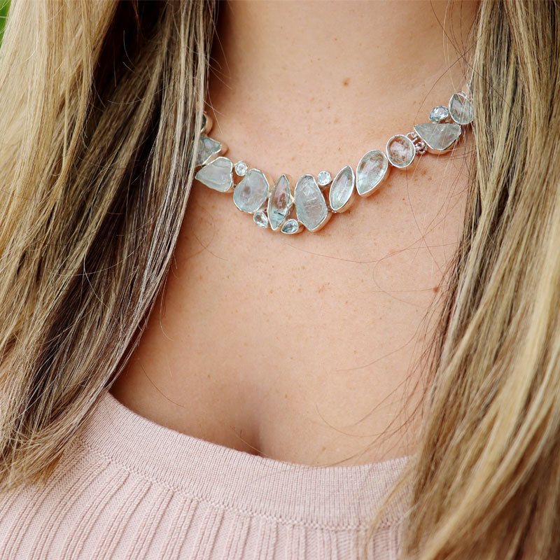 aquamarine sterling silver necklace