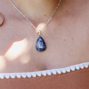 sapphire quartz teardrop sterling silver gemstone pendant