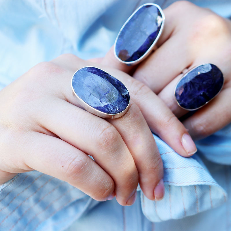 sapphire quartz sterling silver ring