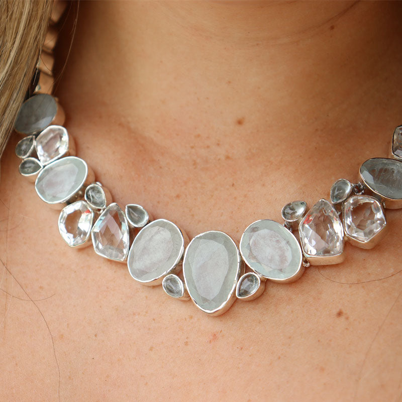 aquamarine quartz sterling silver necklace