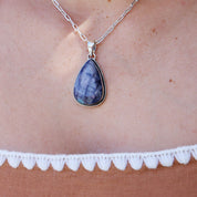 sapphire quartz teardrop sterling silver gemstone pendant